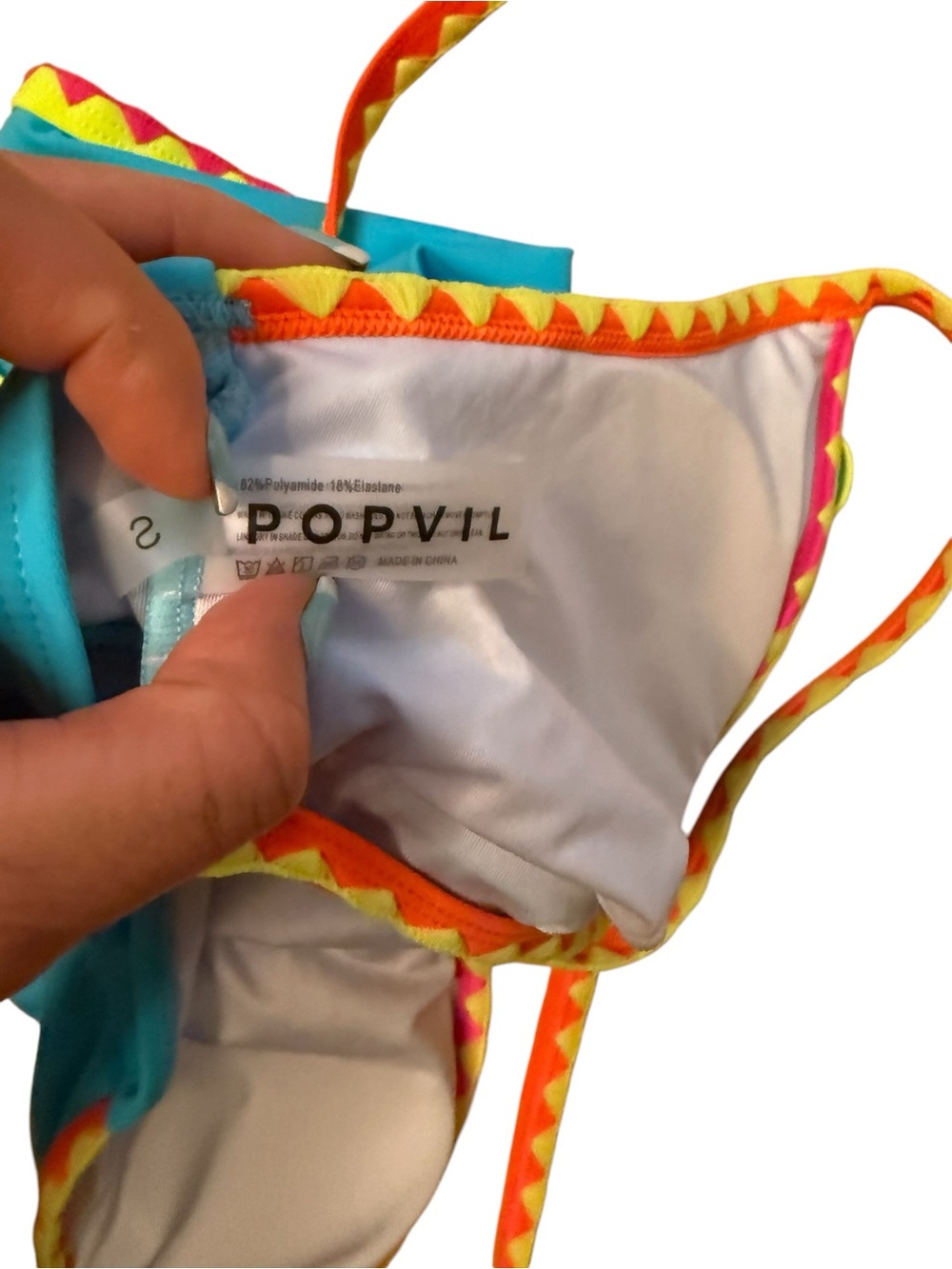 Turquoise One-Piece Swimsuit with Contrasting Pink Trim with Tummy Control - Picture 5 of 5